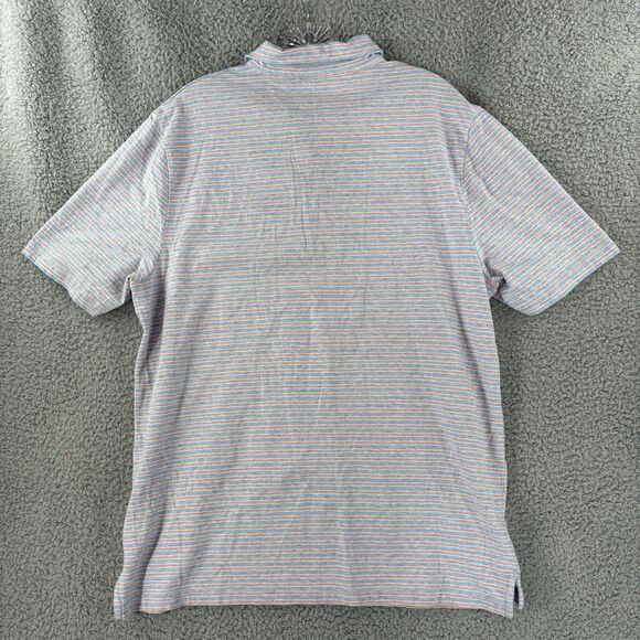 Faherty Movement Polo Shirt Mens Large L Short Sleeve Blue Red Striped Stretch - Picture 8 of 8